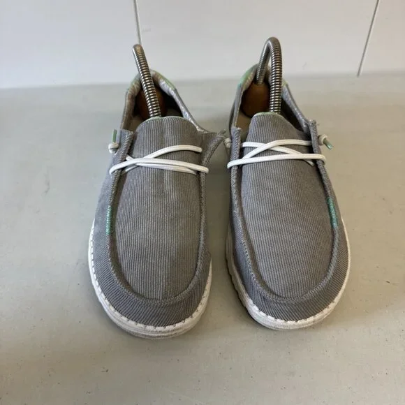 Hey Dude Wendy Corduroy Womens Size 8 Glacier Gray Teal Athletic Slip On Shoes - Picture 2 of 7